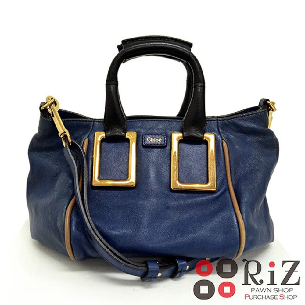 CHLOE Ethel Shoulder Bag Messenger Navy Blue